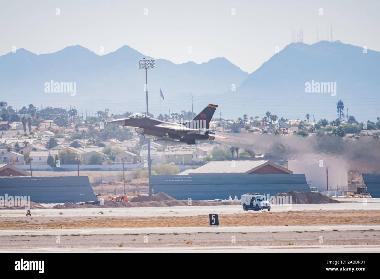 Las Vegas, NOV 17:  F-16 Falcon flying demo in USAF Air show at Nellis Air Force Base on NOV 17, 2019 at Las Vegas, Nevada Stock Photo