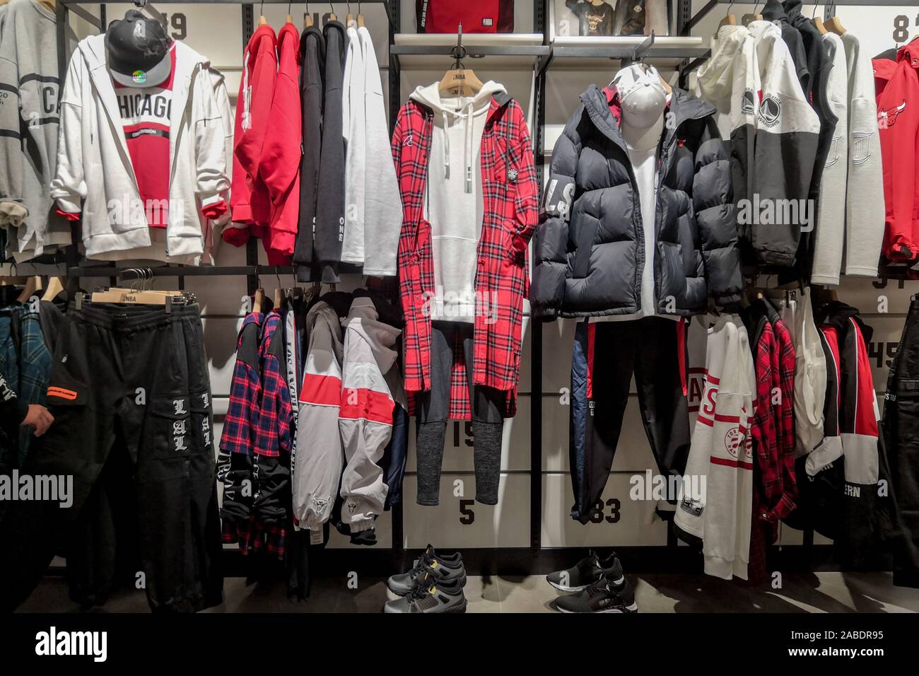No customer appears at an NBA store, whose employee says he has no problem  changing jobs, and where products of Houston Rockets, a basketball team in  Stock Photo - Alamy