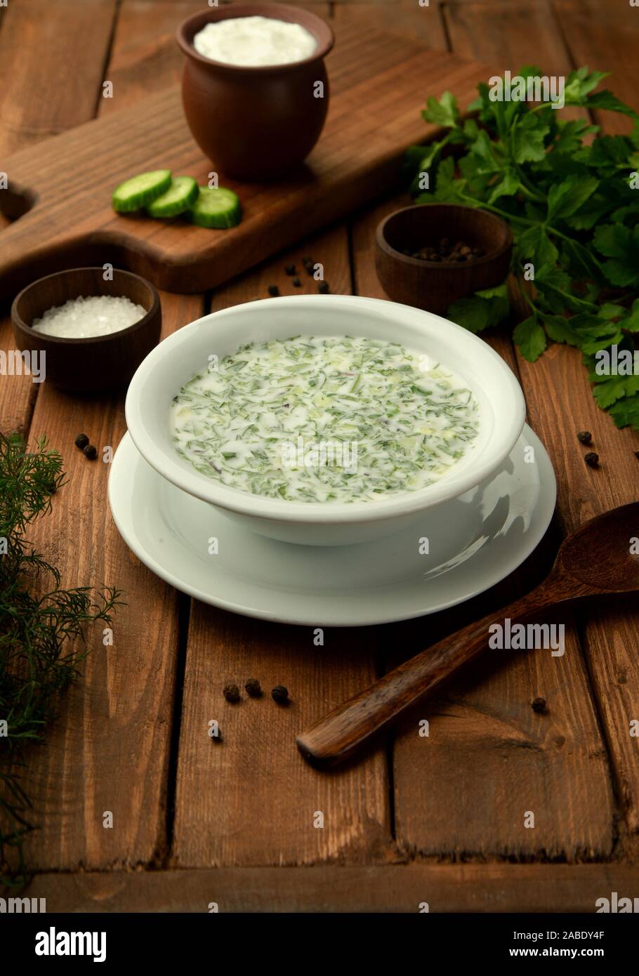 azerbaijan doghramaj yoghurt soup with fresh herbs Stock Photo Alamy