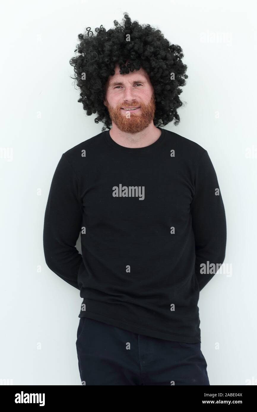 Bearded curly hair guy glasses hi-res stock photography and images - Alamy
