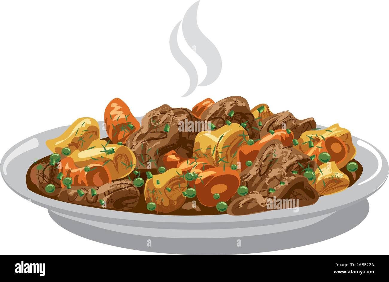 illustration of beef stew meat dish on plate Stock Vector Image & Art