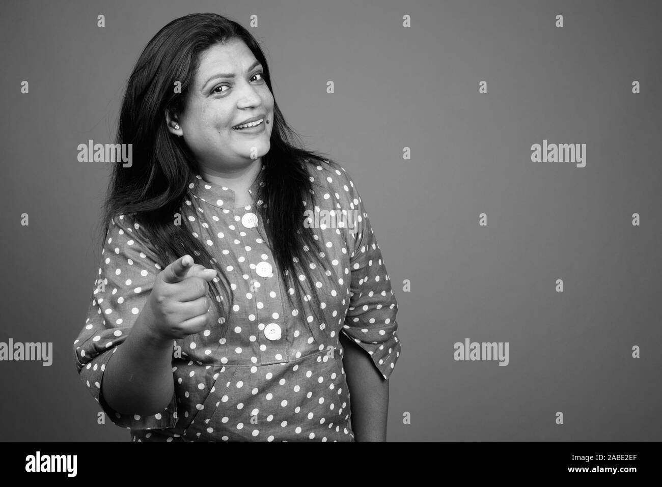 Indian woman pointing Black and White Stock Photos & Images - Alamy