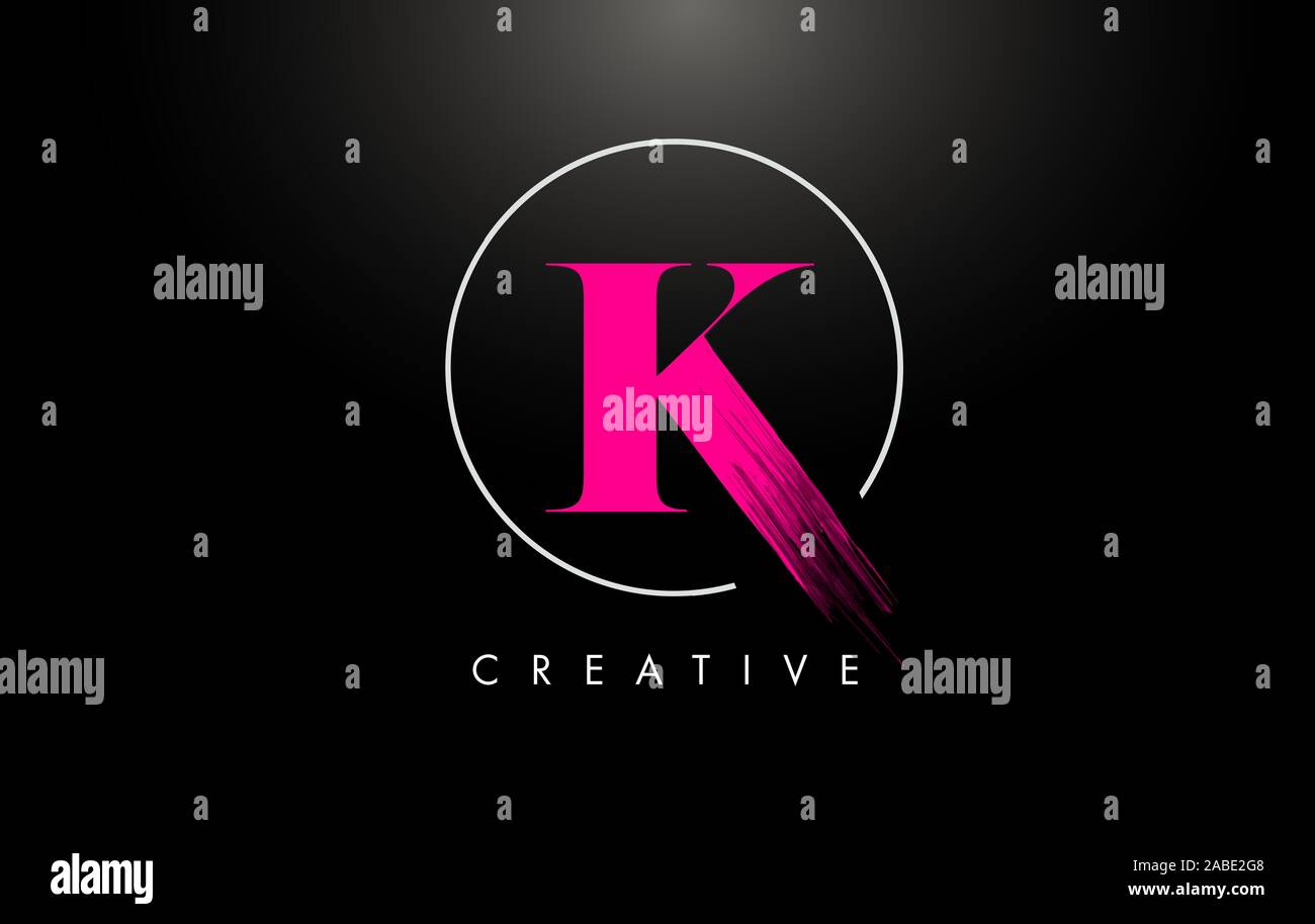 Pink K Brush Stroke Letter Logo Design. Pink Paint Logo Leters Icon ...