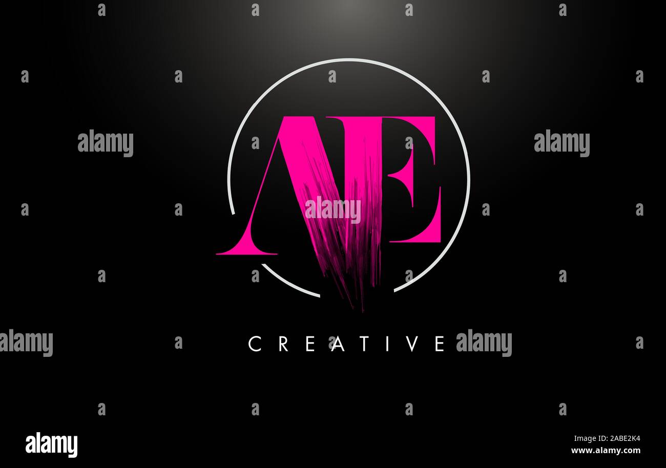 Pink AE Brush Stroke Letter Logo Design. Pink Paint Logo Leters Icon ...