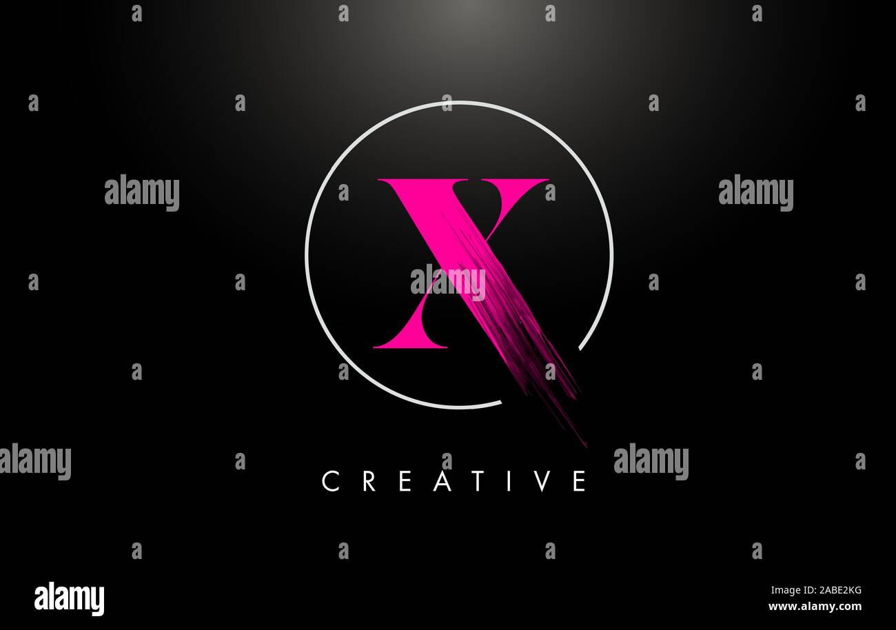 Pink X Brush Stroke Letter Logo Design. Pink Paint Logo Leters Icon ...