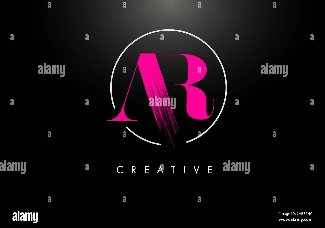 Pink AR Brush Stroke Letter Logo Design. Pink Paint Logo Leters Icon ...
