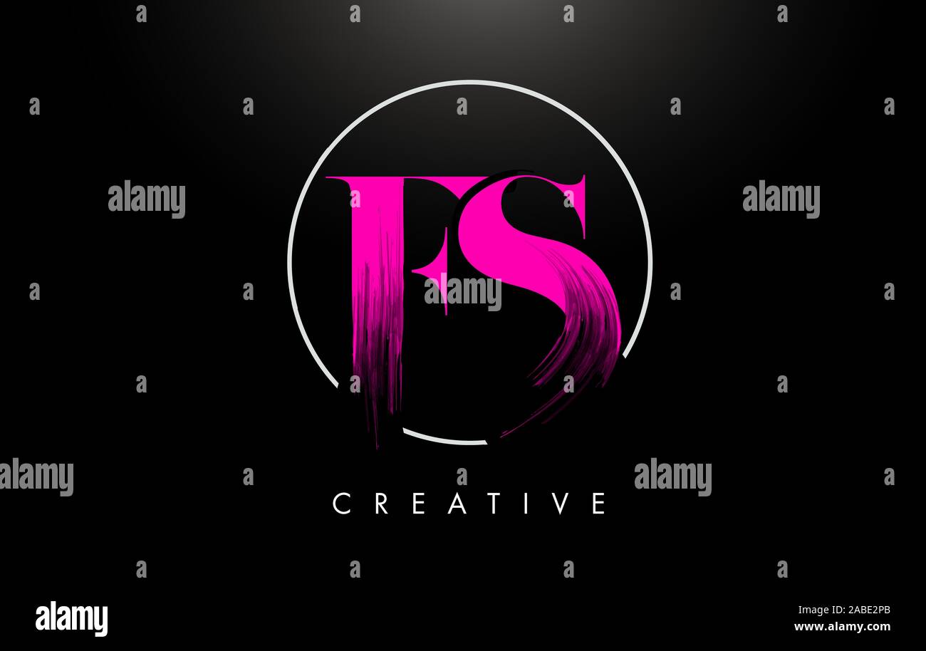 Pink FS Brush Stroke Letter Logo Design. Pink Paint Logo Leters Icon ...