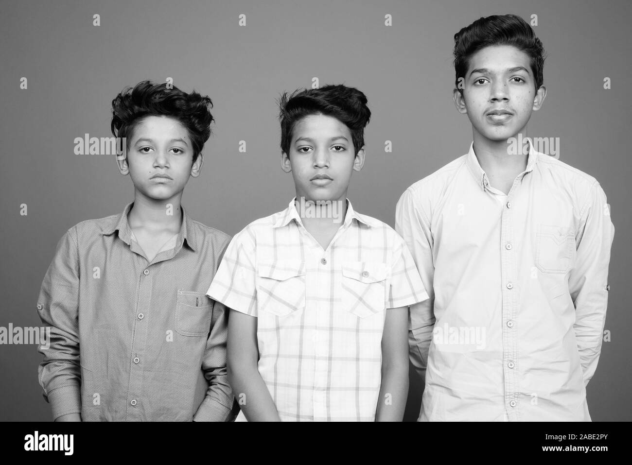 Portrait three indian brothers Black and White Stock Photos & Images
