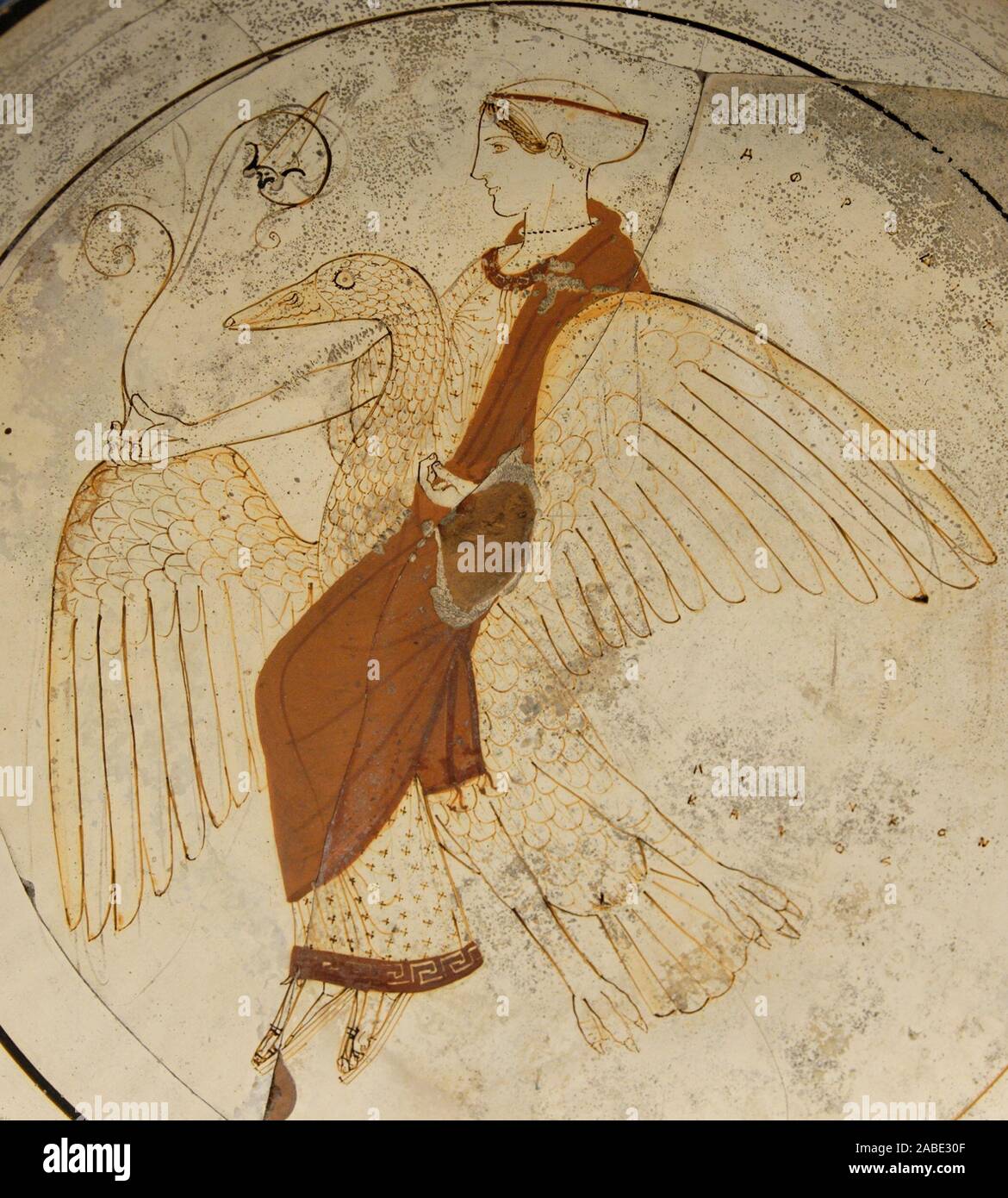 6528. Detail from a Greek vase depicting Aphrodite, goddess of love,  beauty, riding a swan. Rhodes, Greece c. 470 BC Stock Photo - Alamy