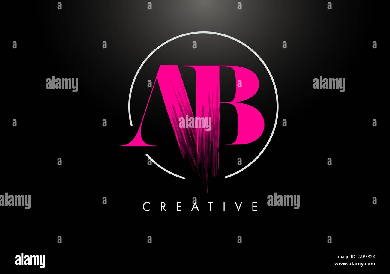 Pink AB Brush Stroke Letter Logo Design. Pink Paint Logo Leters Icon ...