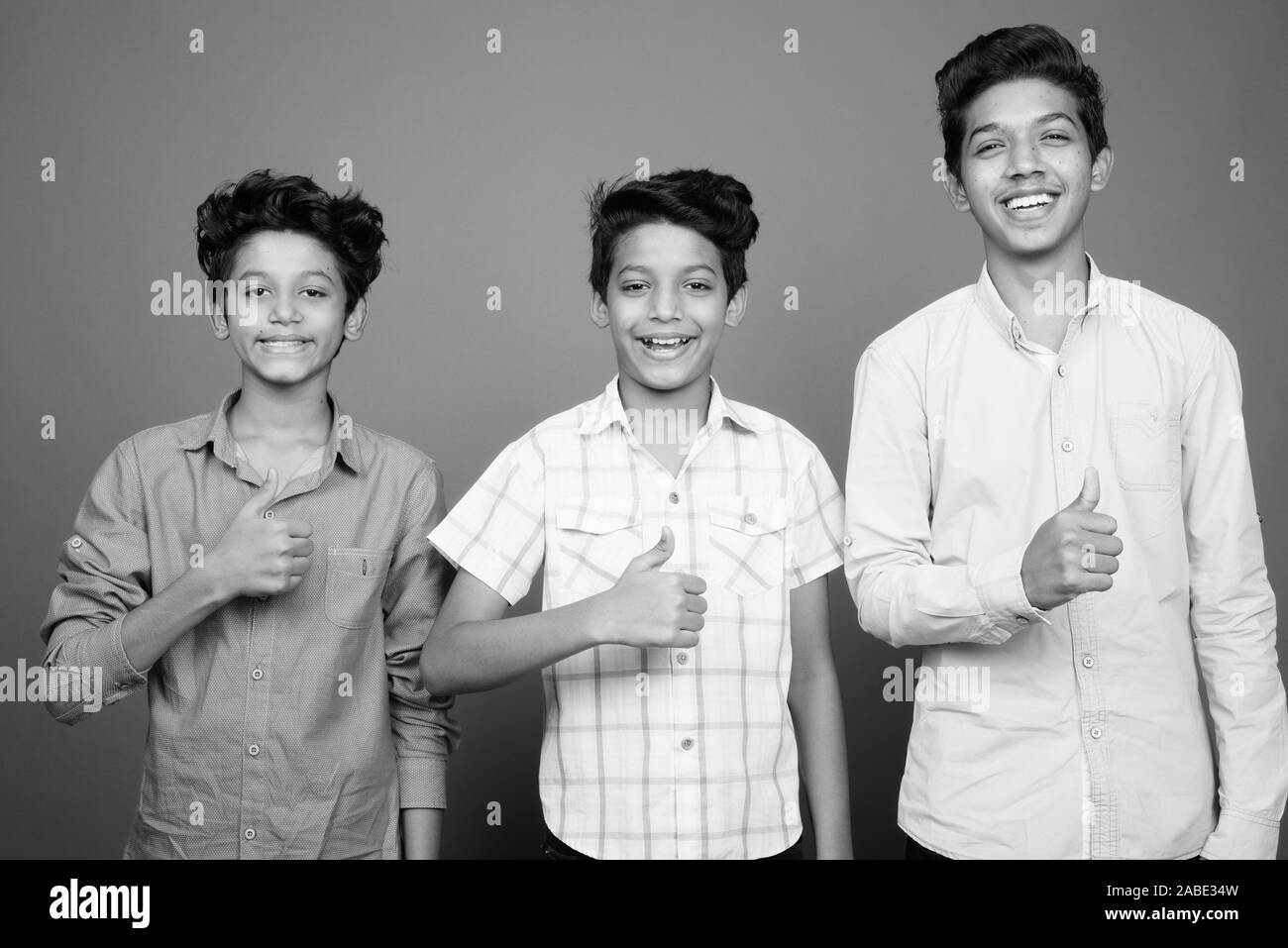 Portrait three indian brothers Black and White Stock Photos & Images