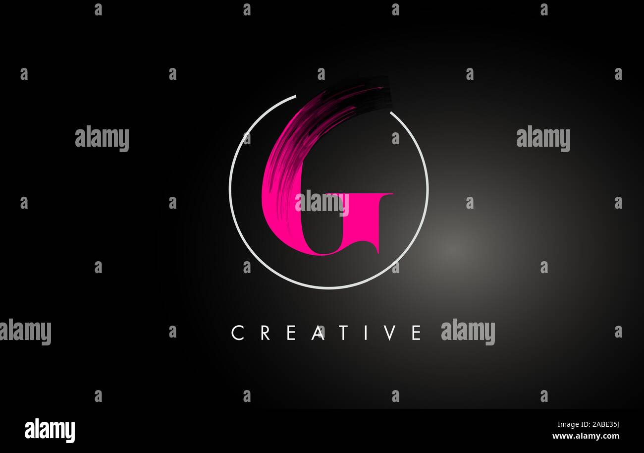 Pink G Brush Stroke Letter Logo Design. Pink Paint Logo Leters Icon ...