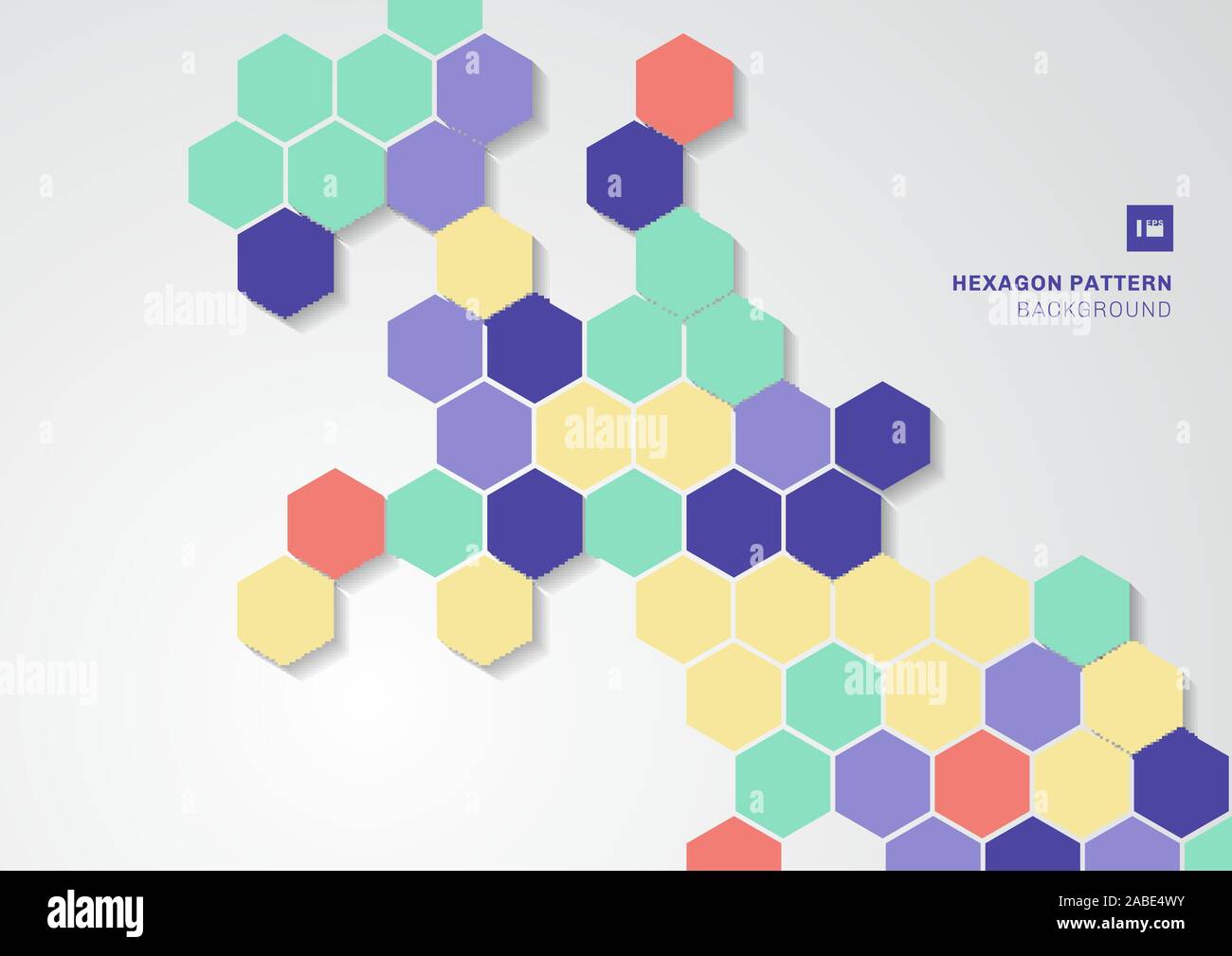 Abstract Colorful Hexagons Shape Minimal Pattern On White