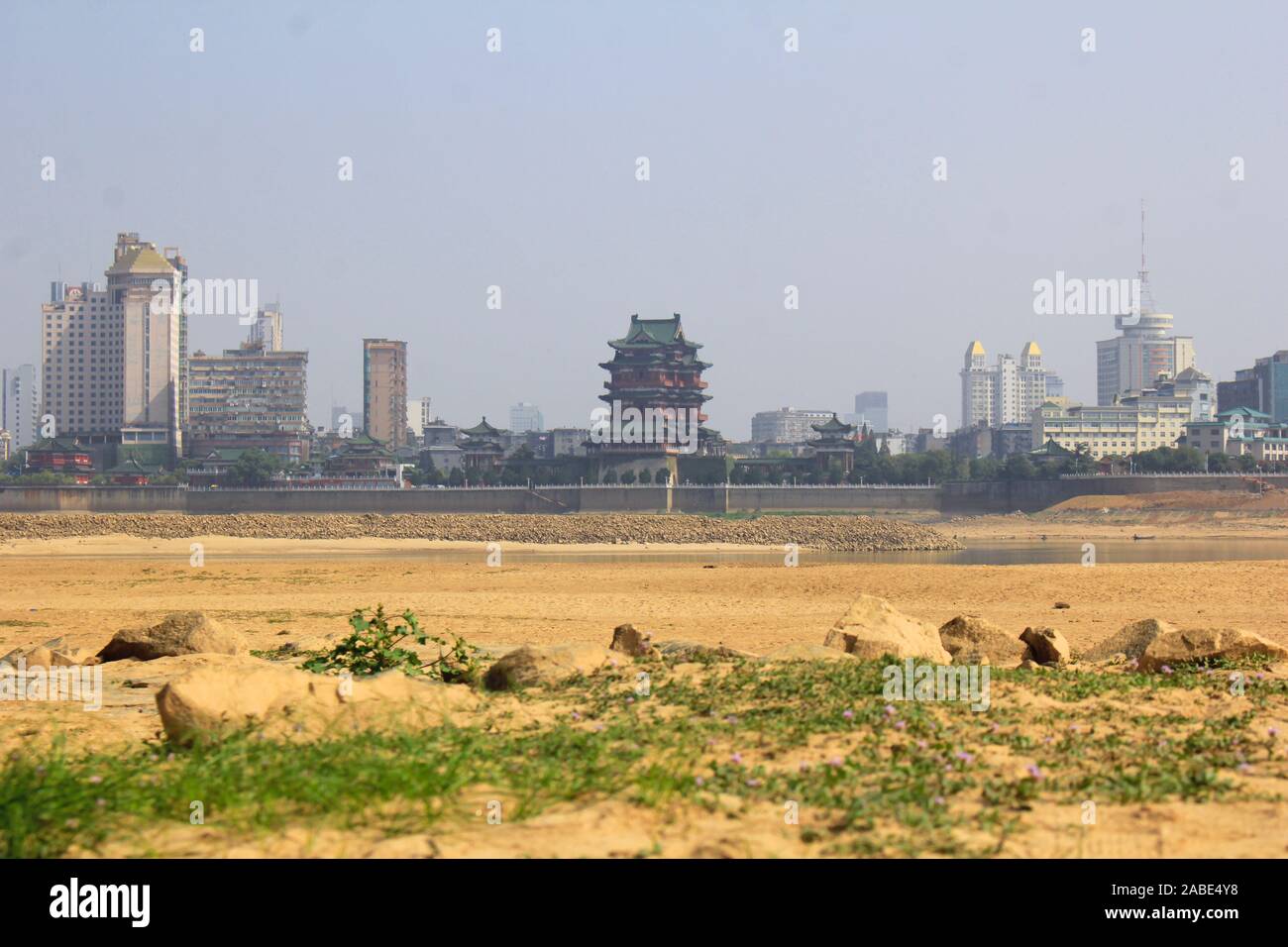 Picture of the river bank of drought-sticken Gan River, a connecting river to the Yangtze River in Nanchang city, east China's Jiangxi province, 31 Oc Stock Photo