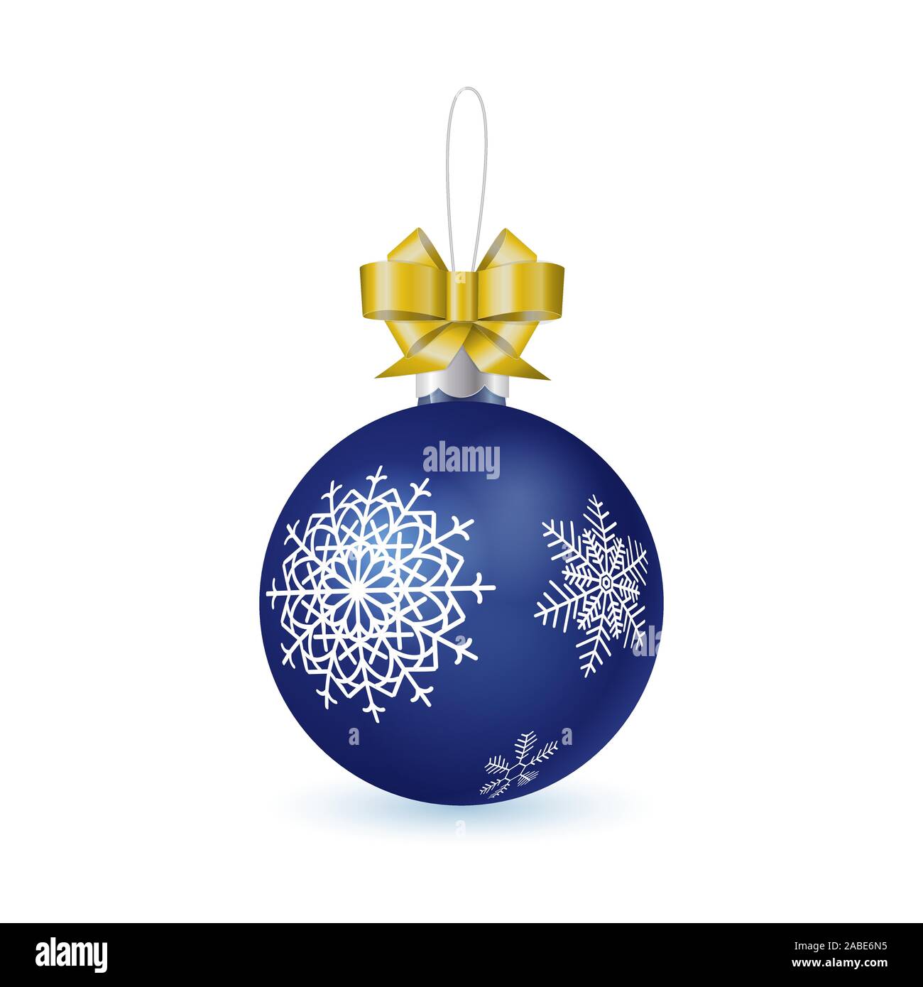 Vector realistic blue glass new year ball with snowflakes pattern ...