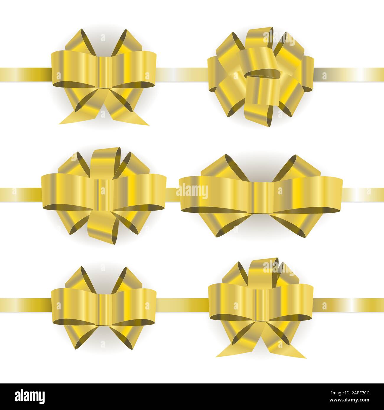 Set different vector golden bow isolated on white background. Useful ...