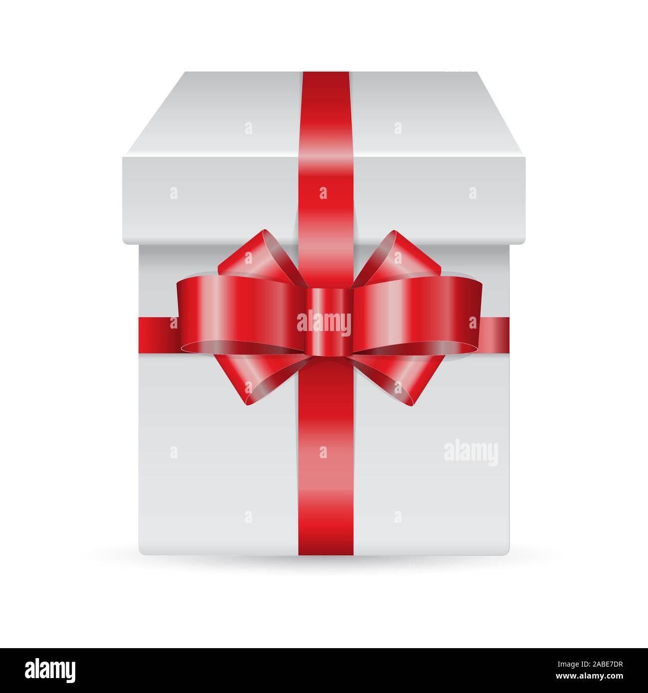 Vector gift box decorated with red bow isolated on white background ...