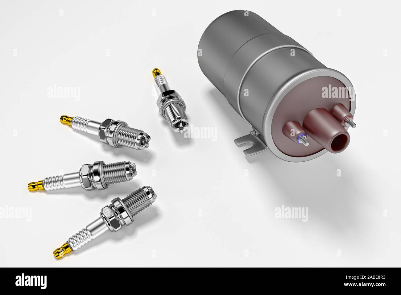 Igniter coil, Ignition and glowplug system. Igniter coil on white