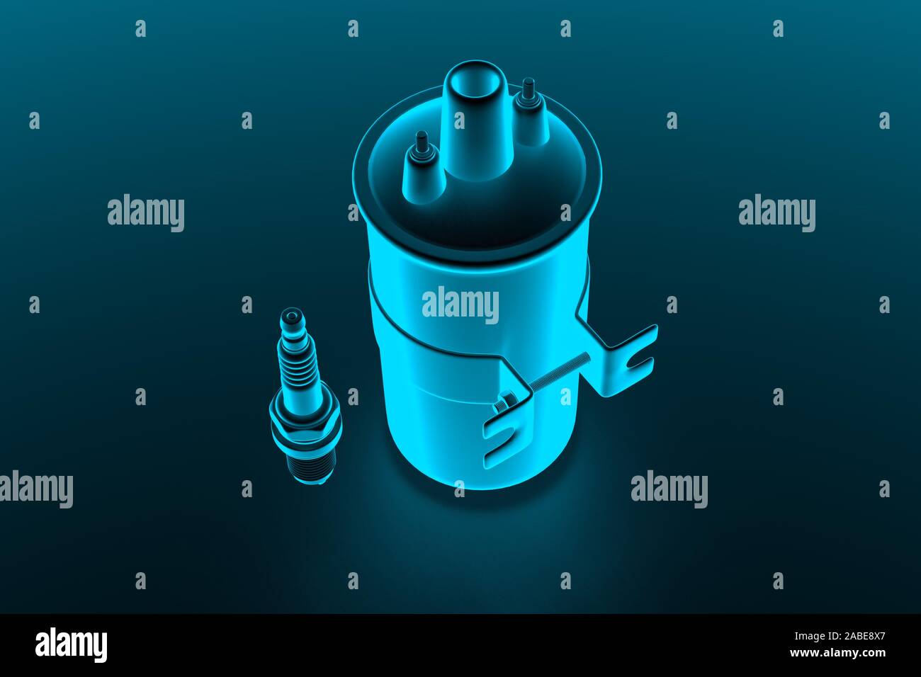 Igniter coil, Ignition and glowplug system. Igniter coil on dark
