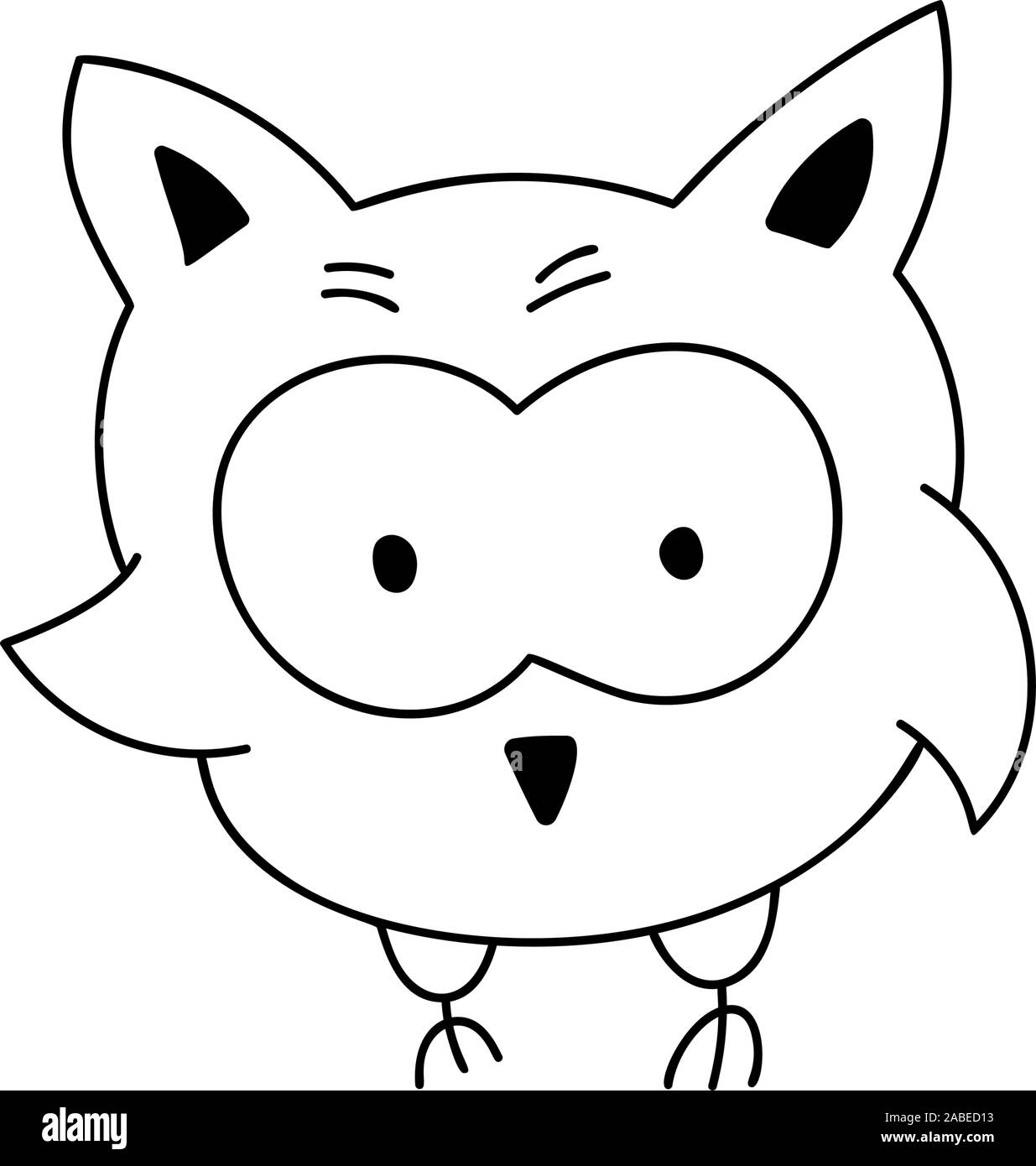 Cute Cartoon Doodle Owl Logo Vector Isolated On White Background