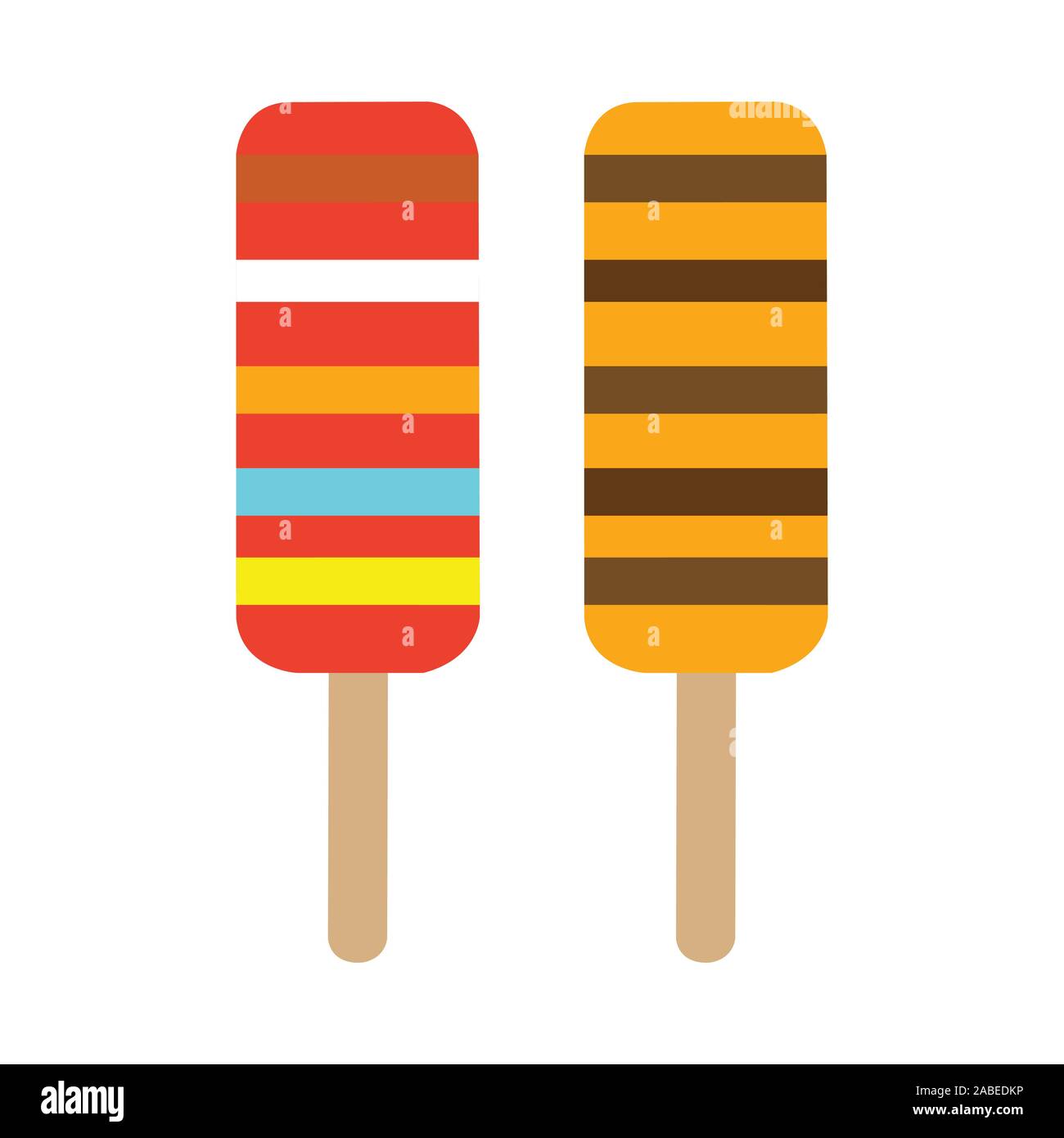 Two Beautifully Drawn Patterned Ice Cream On White Stock Vector