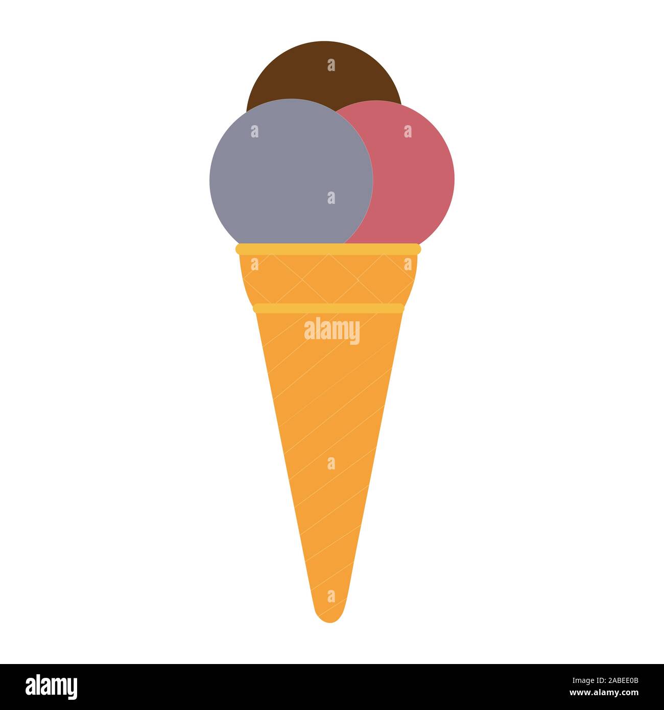 A triple scooped ice cream cone on white Stock Vector Image & Art Alamy