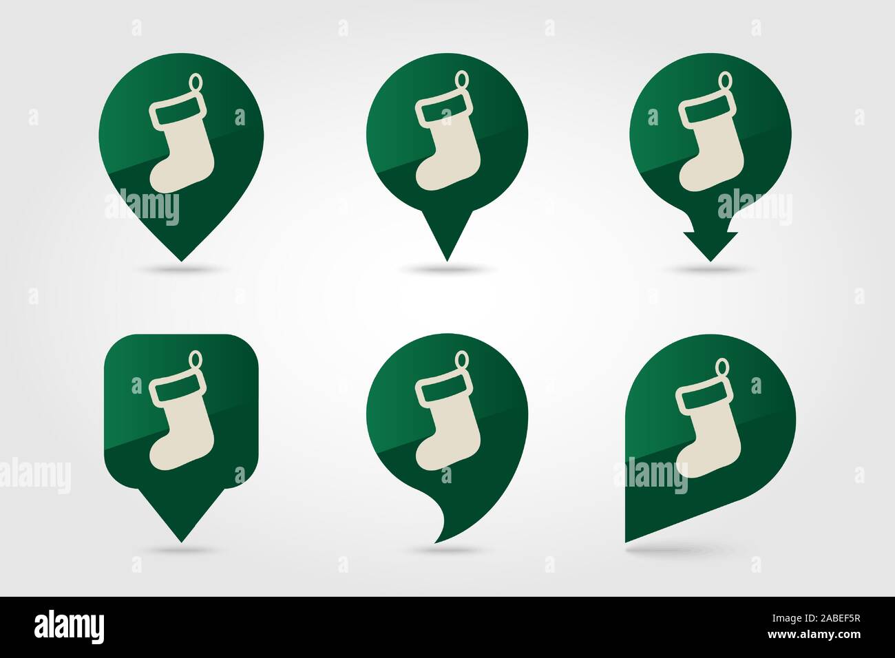 Christmas socks flat pin map icon. Map pointer. Map markers. Vector illustration EPS10 Stock Vector