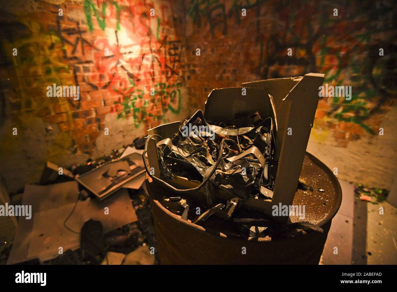 Stuff broken by customers to release stress and negative mood are everywhere in the first frustration venting room opened in Nanning city, south China Stock Photo