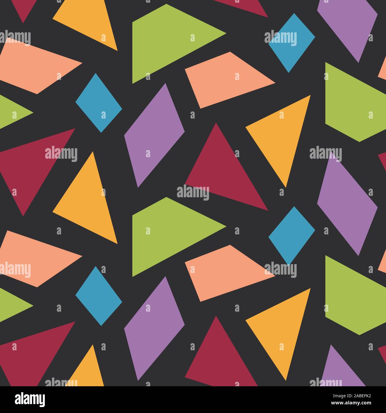 Bright simple shapes on black seamless pattern Stock Vector