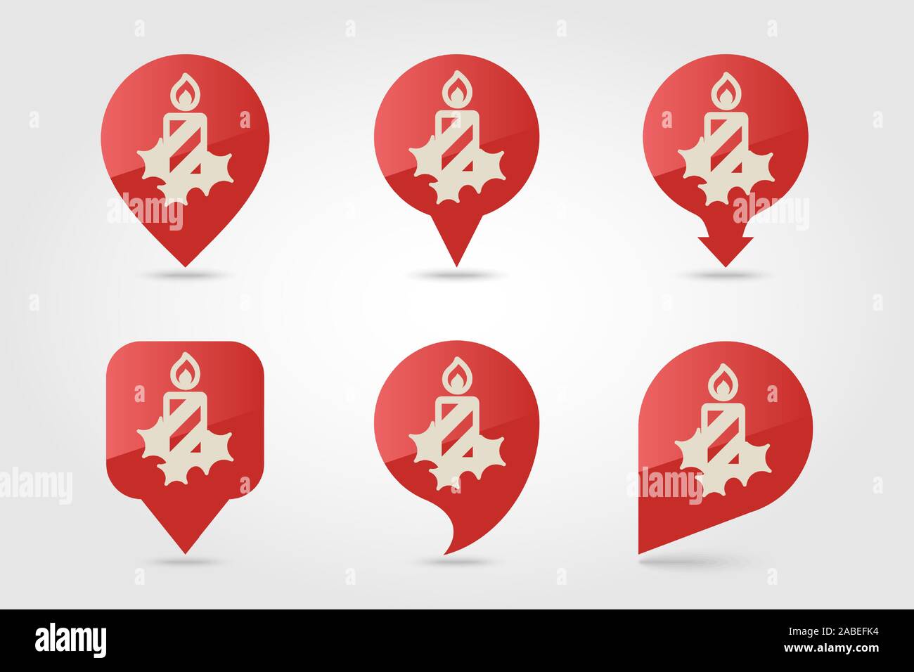 Christmas candle flat pin map icon. Map pointer. Map markers. Vector illustration EPS10 Stock Vector