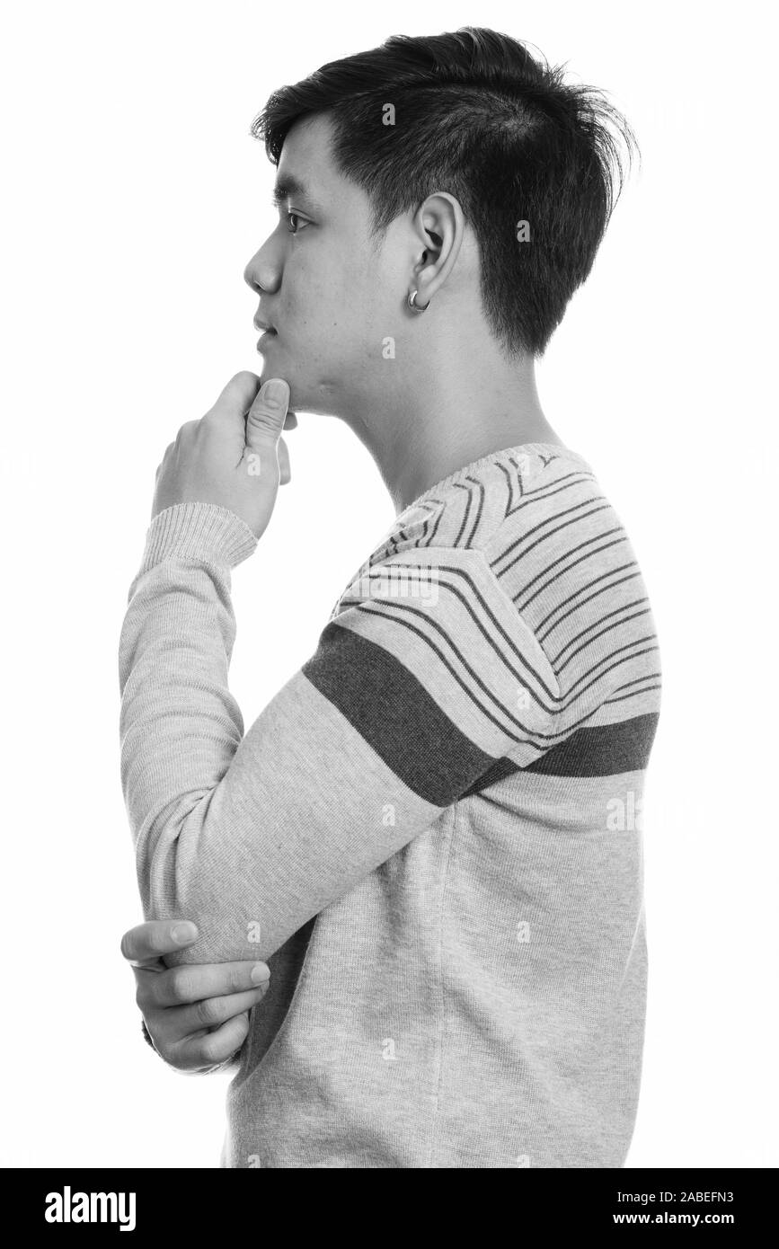 Side profile asian man Black and White Stock Photos & Images - Alamy