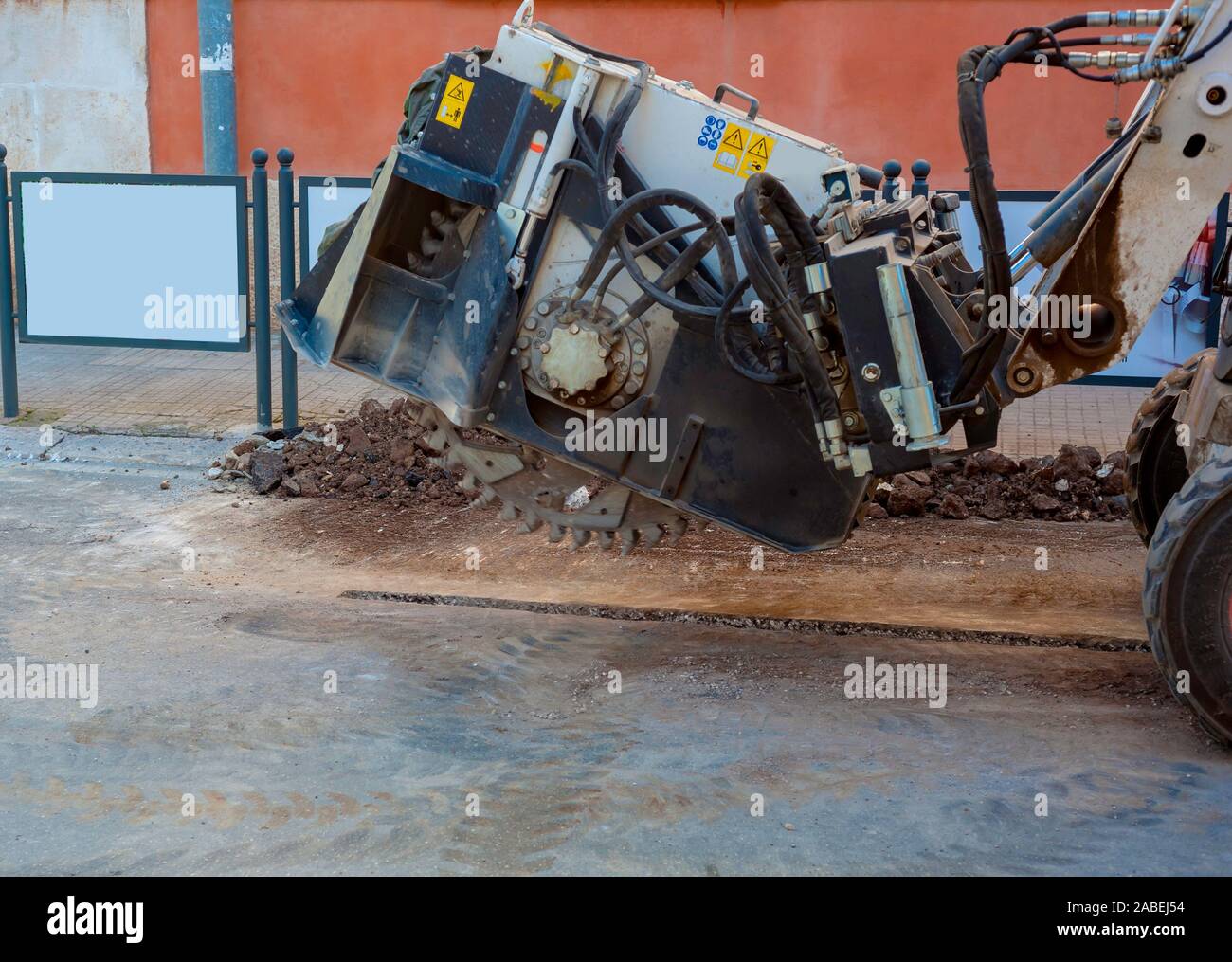 Milling drum for road milling machine. Milling of asphalt for road reconstruction accessory for