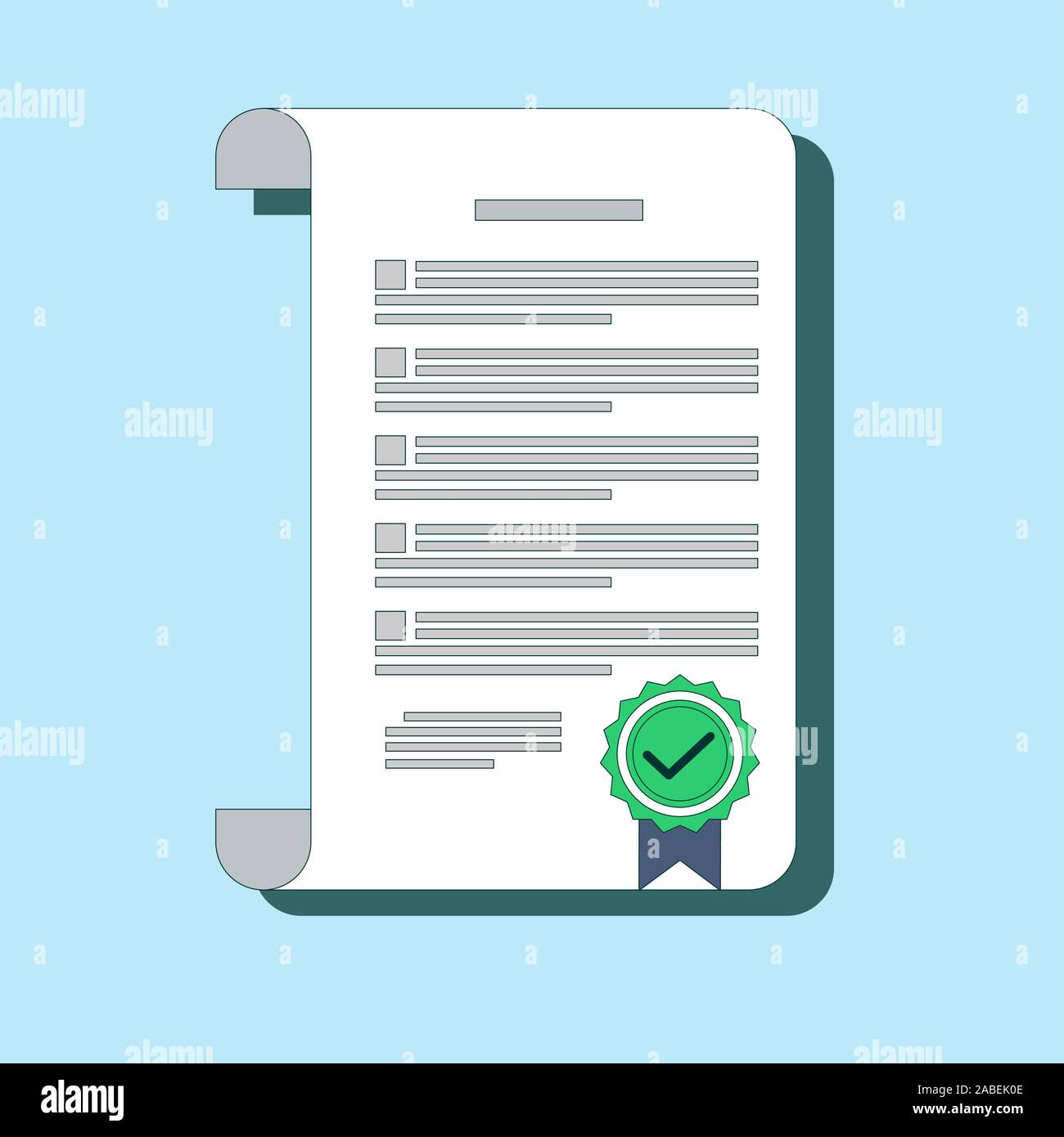 Contract vector icon in a flat style isolated on a colored background. Stock Vector