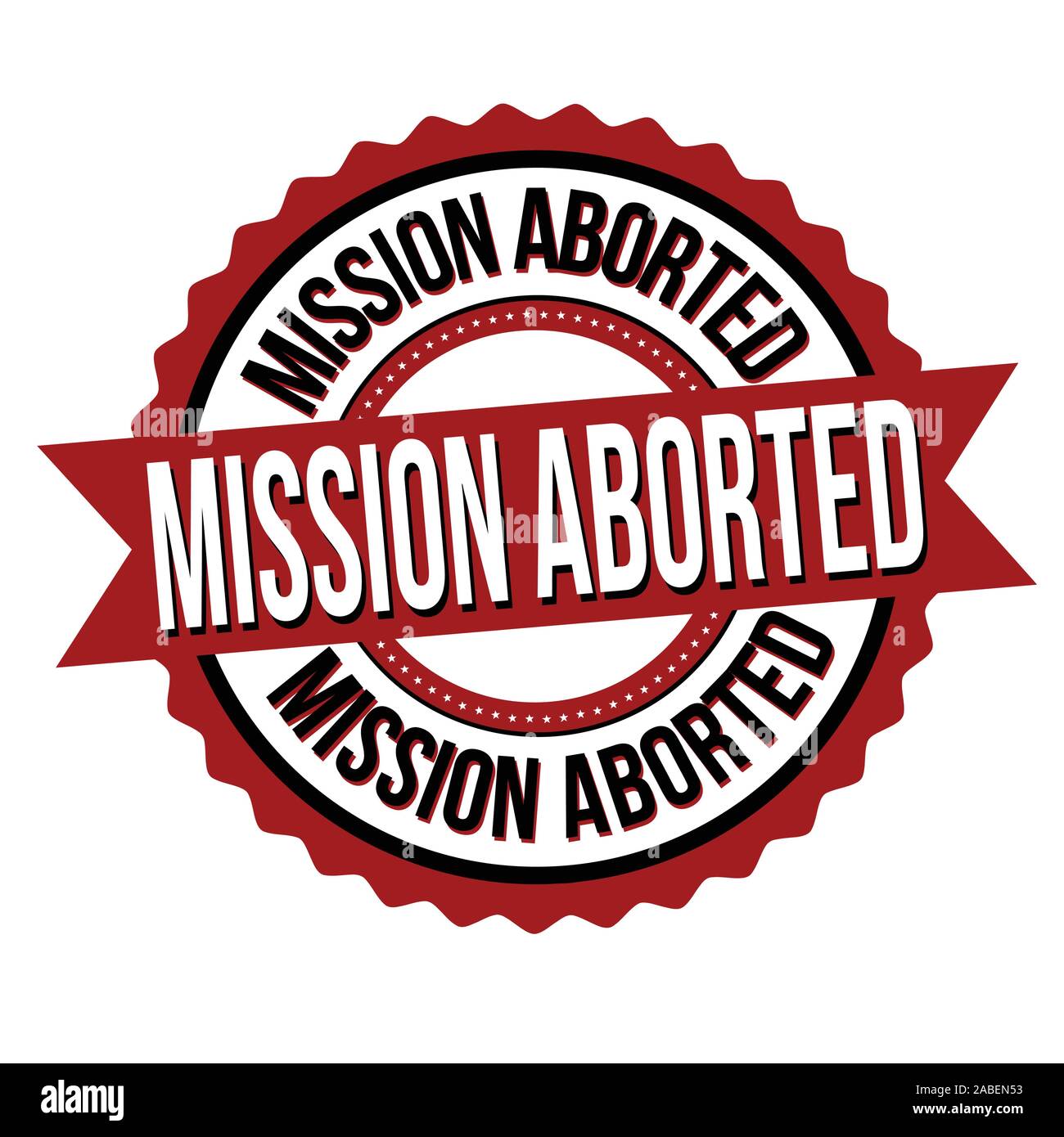 Mission aborted label or sticker on white background, vector illustration Stock Vector