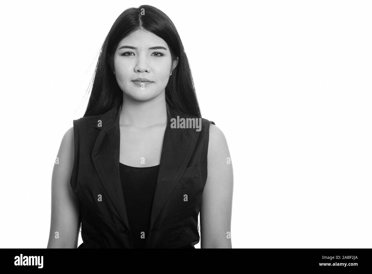 Asian woman white background studio Black and White Stock Photos ...