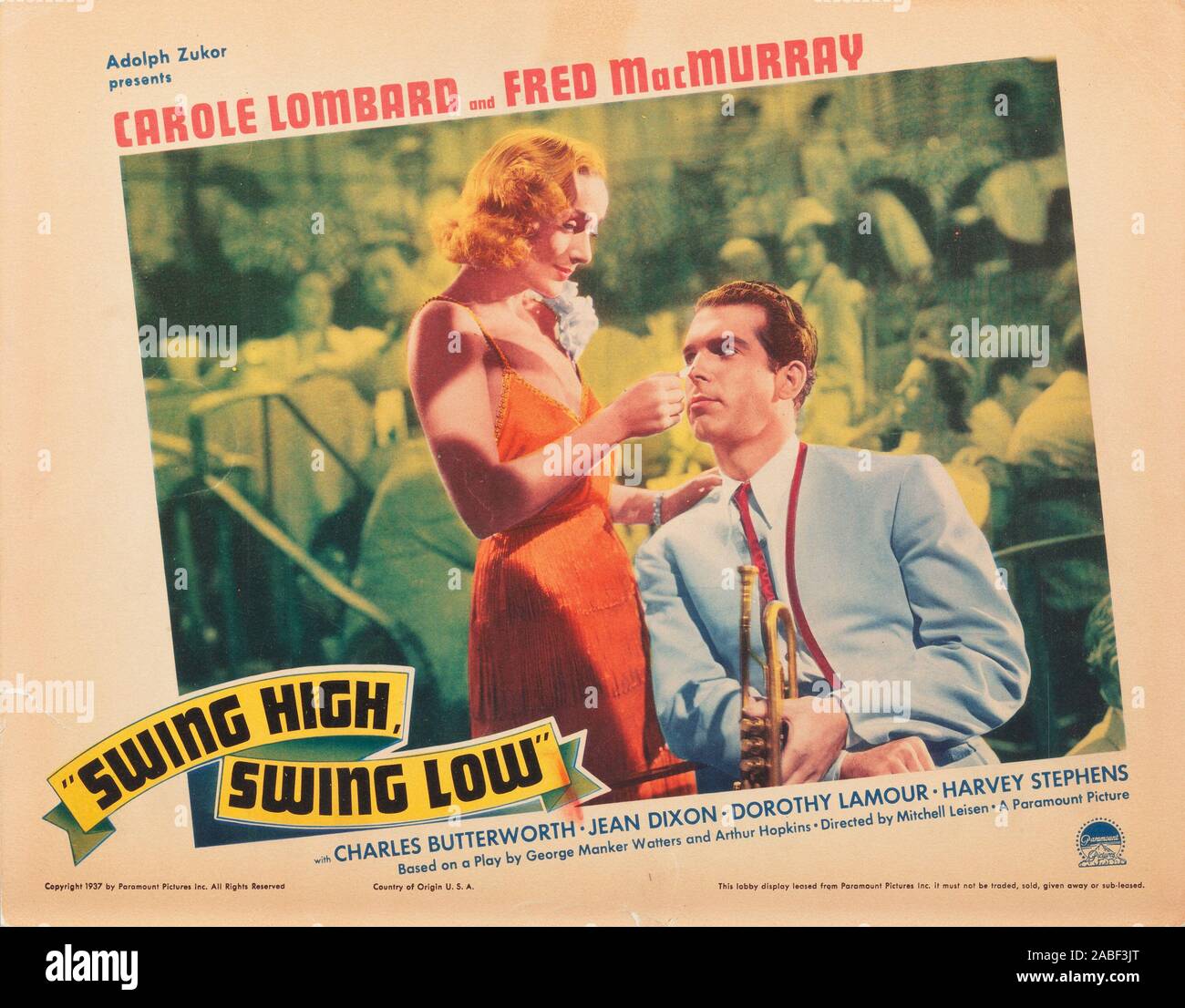 SWING HIGH, SWING LOW, US lobbycard, from left Carole Lombard, Fred