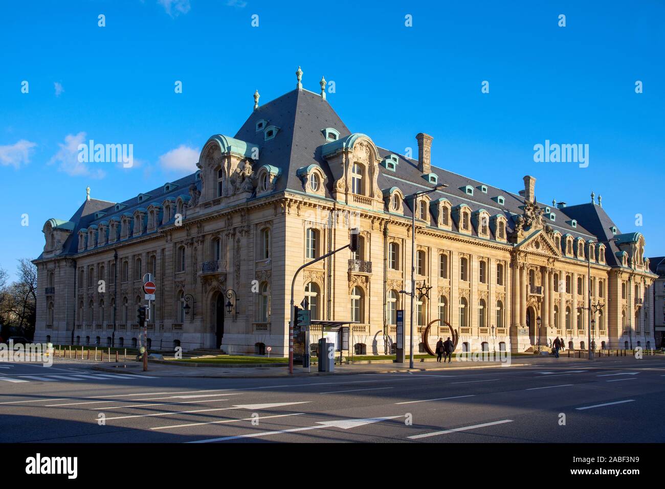 LUXEMBOURG CITY, LUXEMBOURG - JANUARY 19, 2018: A view of the 19 Liberte building, nowadays seat of the Banque et Caisse d Epargne de l Etat, and form Stock Photo