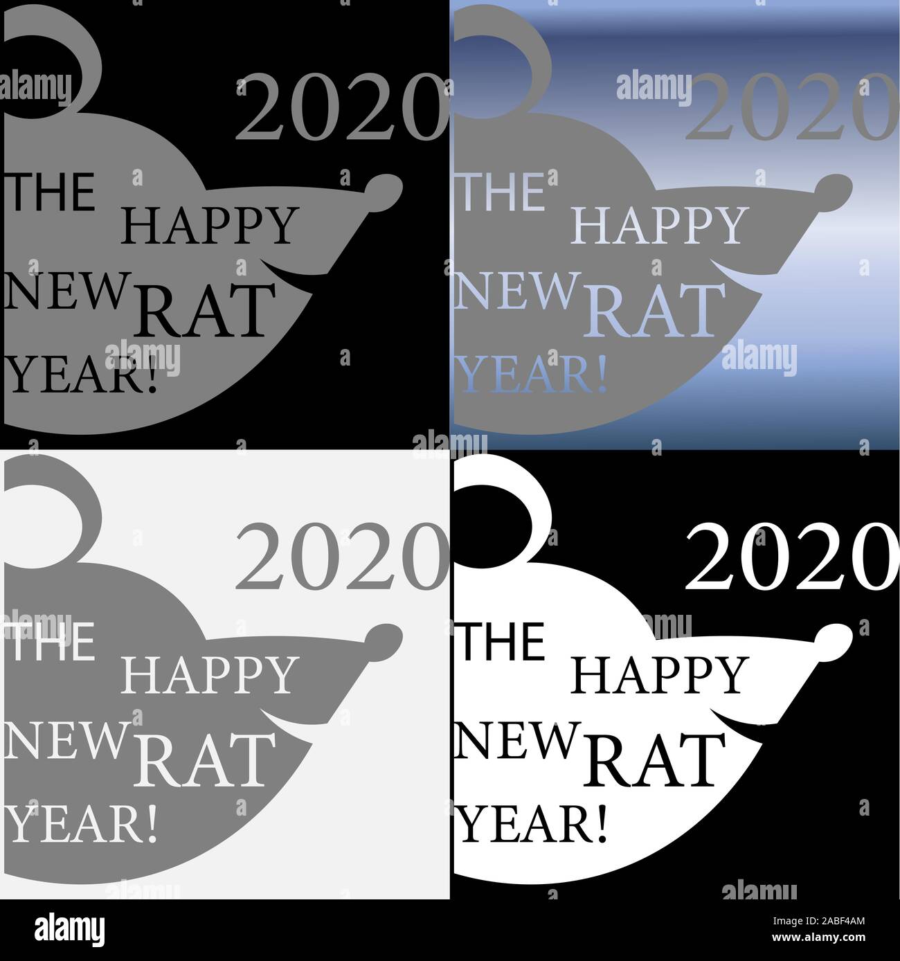 new year logo with a rat using negative space creative Stock Vector