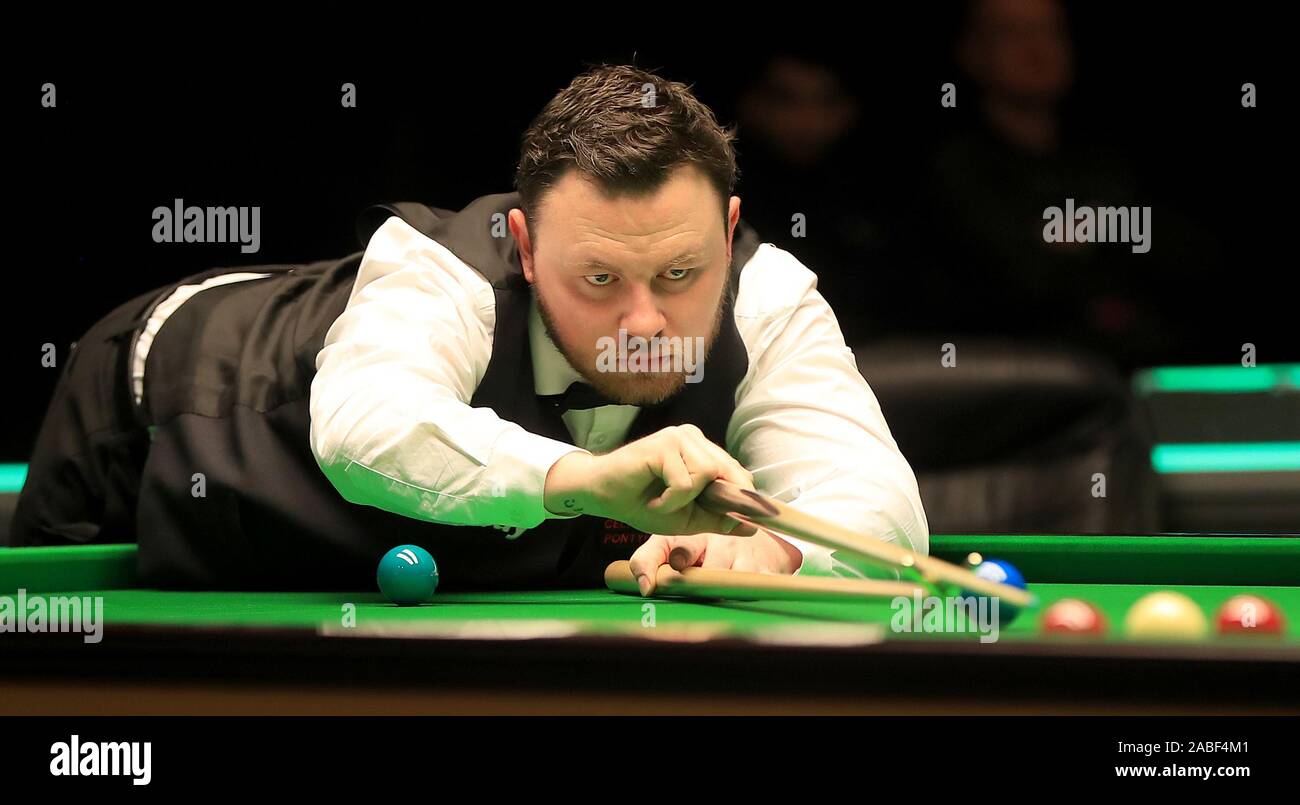Duane Jones in action against Ding Junhui during day two of the Betway UK Championship at the York Barbican. Stock Photo