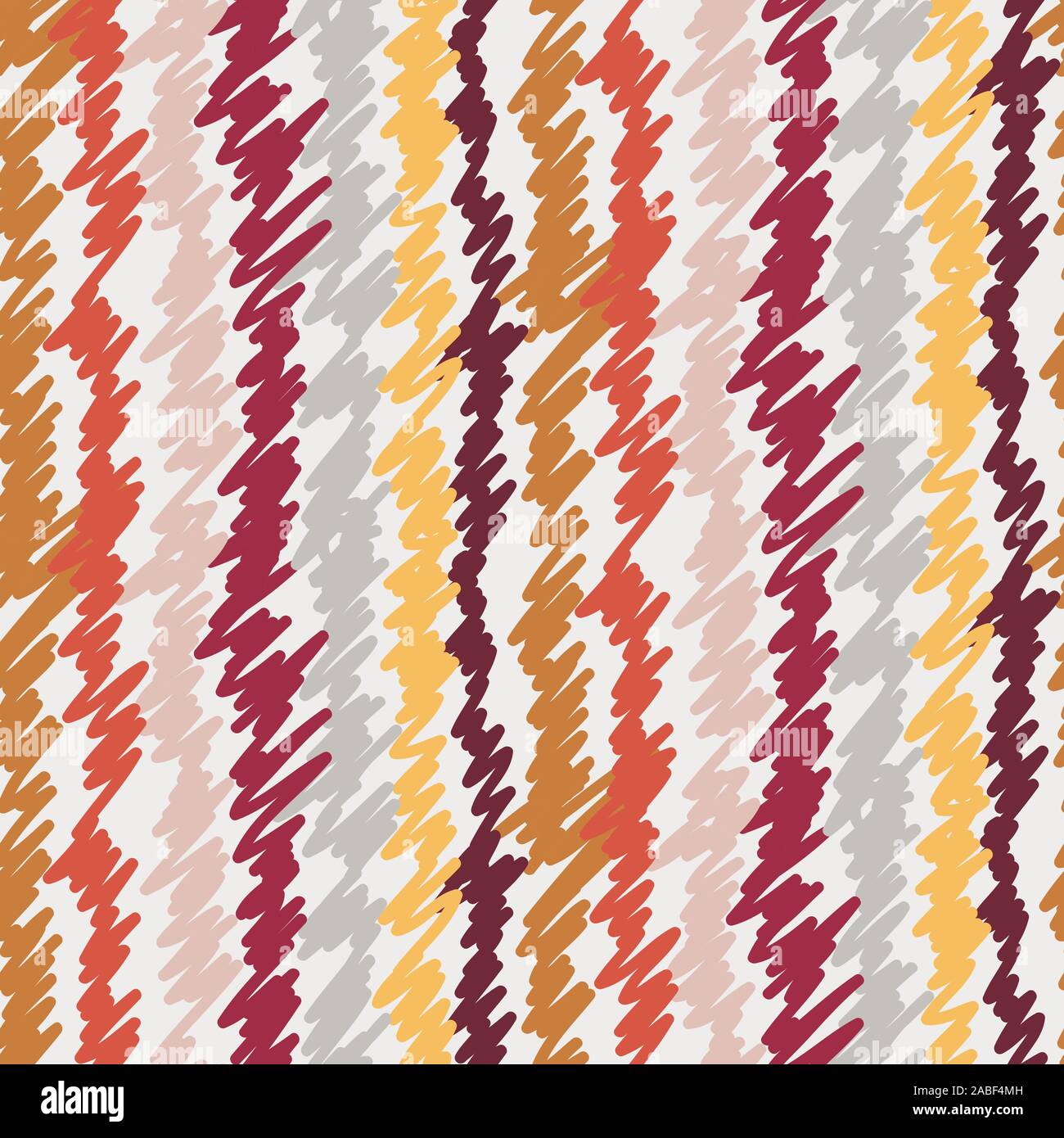 Scribbled vertical stripes in warm colors on cream Stock Vector