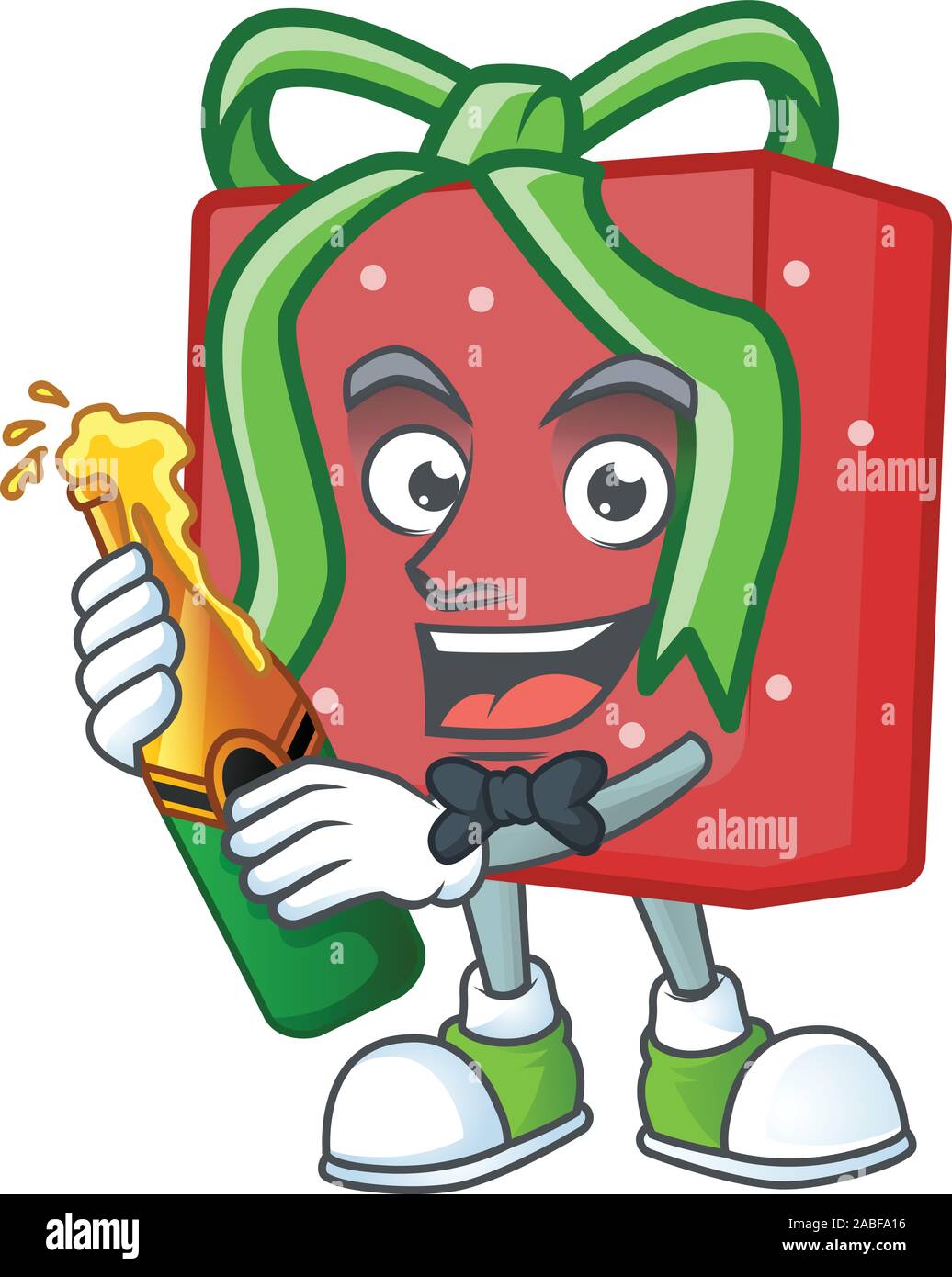 Cool red gift box with beer mascot cartoon style Stock Vector Image ...