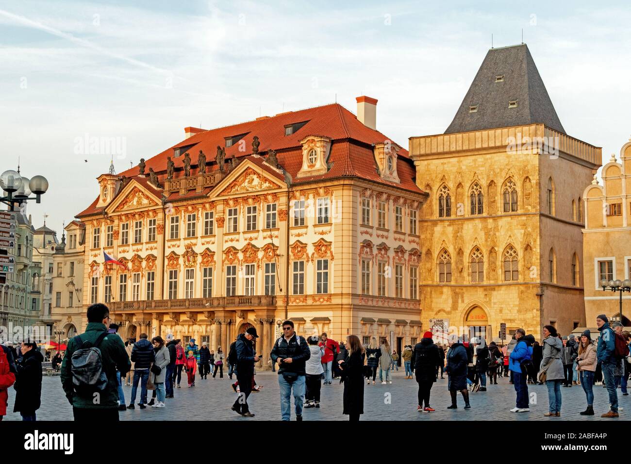 Classical architecture in the central old town square in Prague, Czech Republic Stock Photo