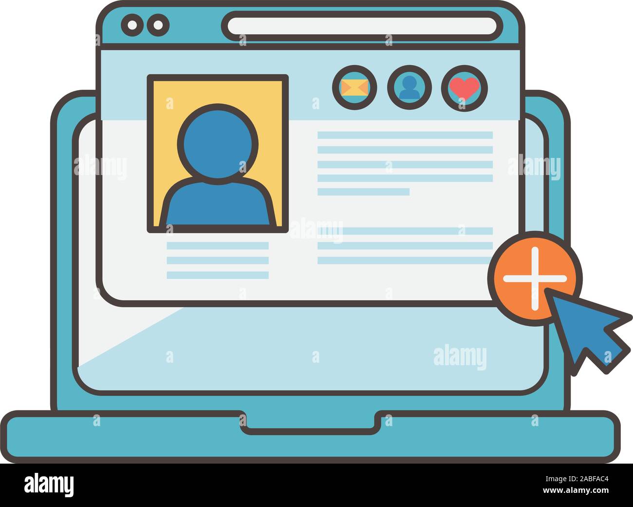 laptop click website social media icon vector illustration Stock Vector ...