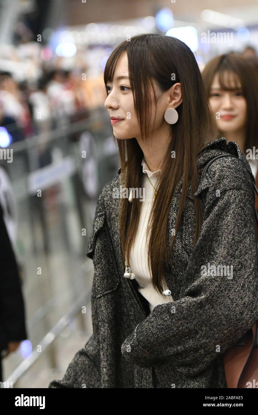 Japanese female idol group Nogizaka 46 arrives at Shanghai