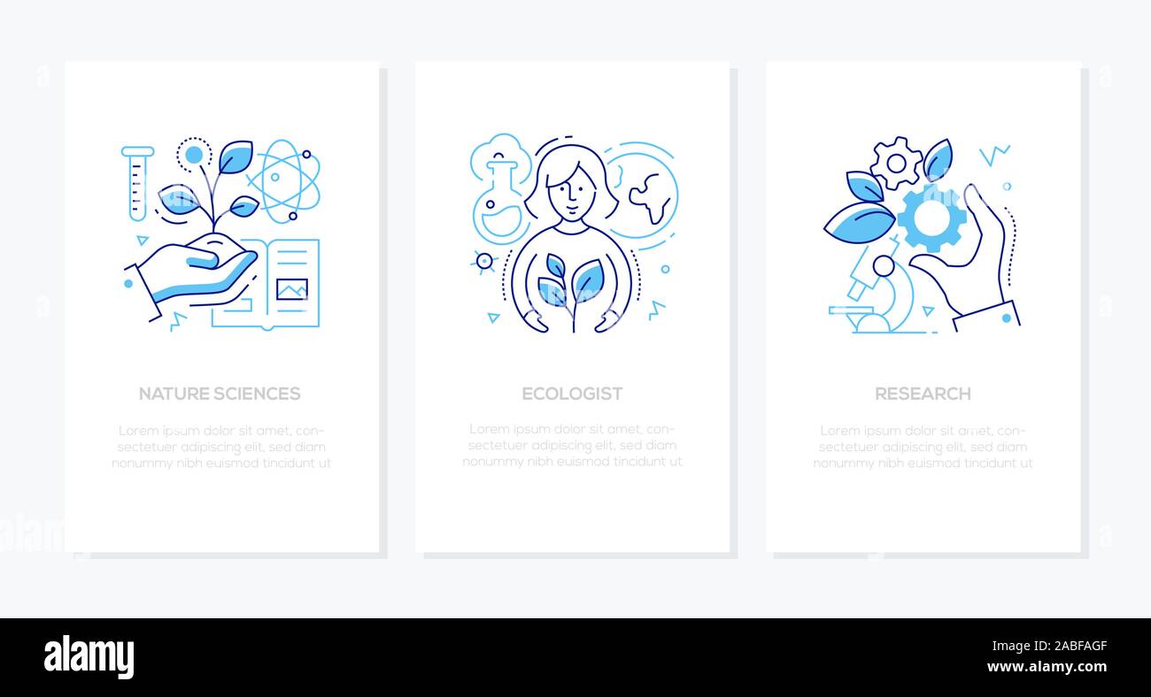 Ecology concept - line design style banners set Stock Vector