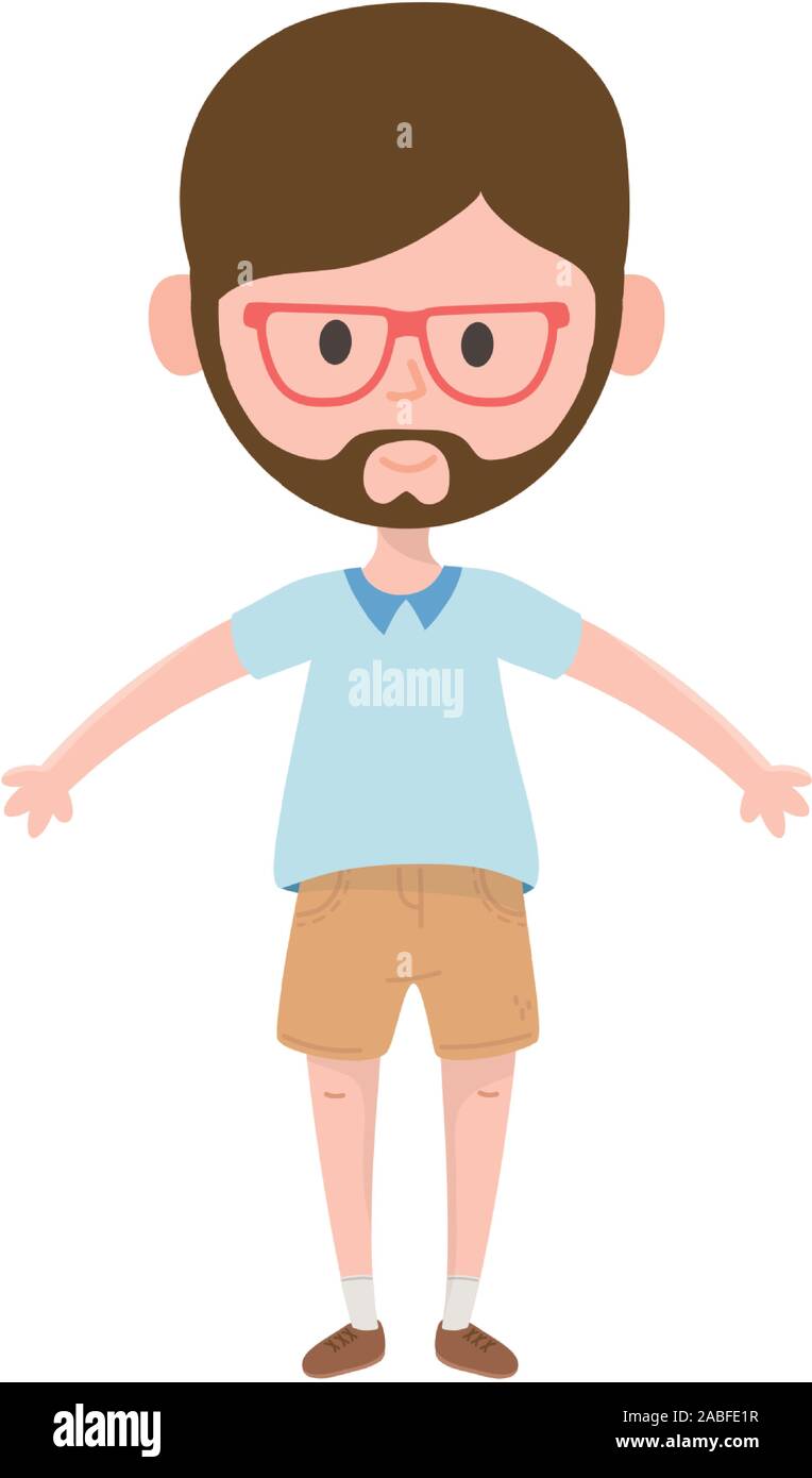 young man standing character white background vector illustration Stock ...