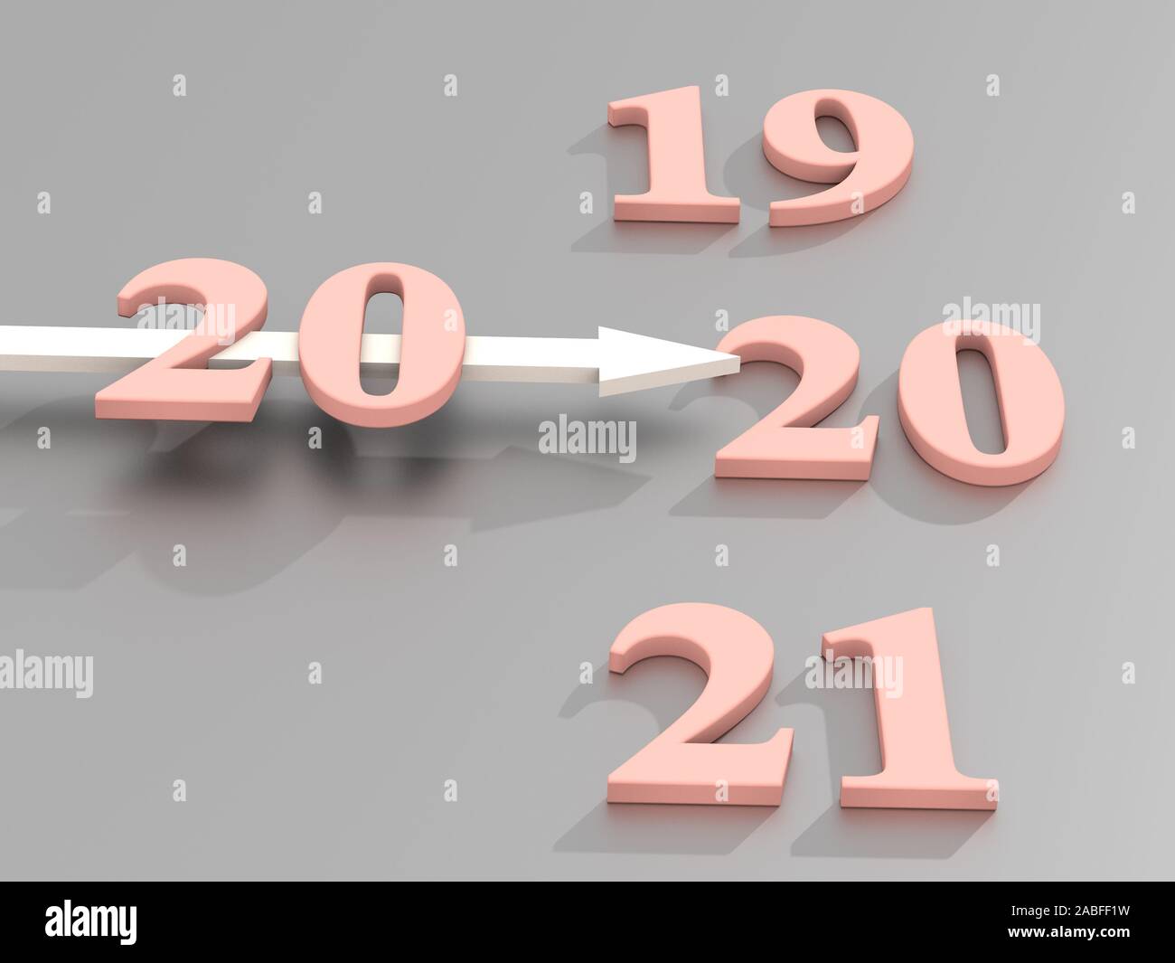 Clock with an annual. The arrow points to 2020 year. 3d render Stock Photo