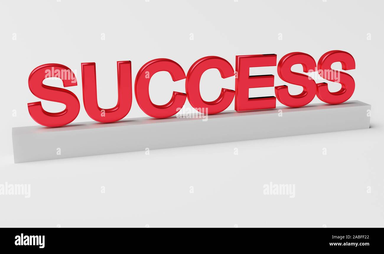 Red word success on white background. Business concept. 3d render Stock Photo