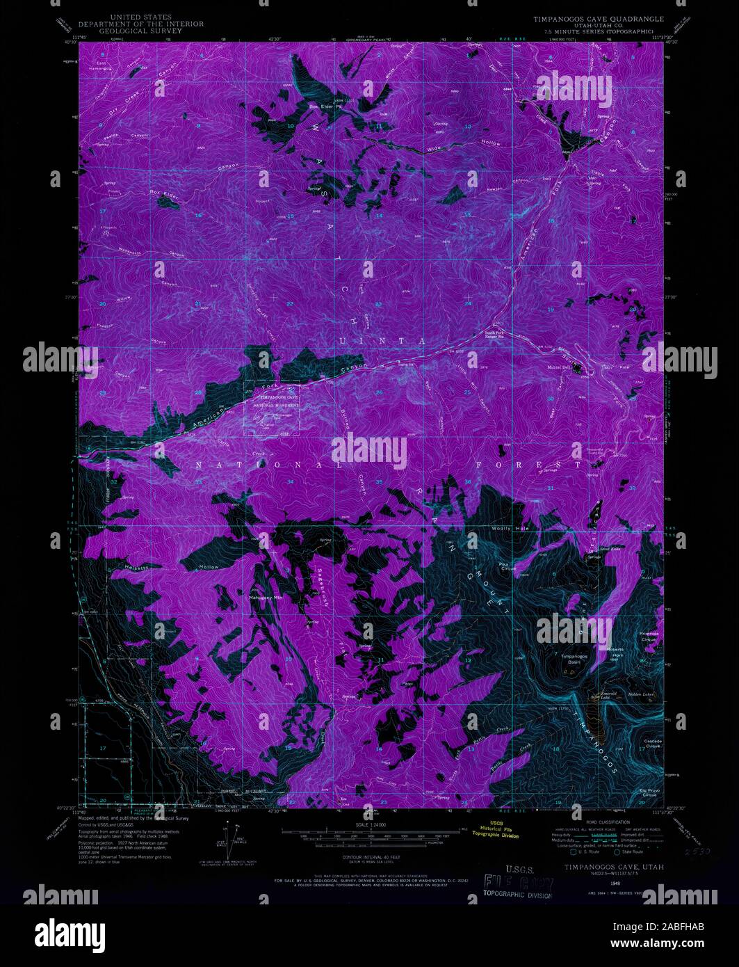 UT Timpanogos Cave 252412 1948 24000 Inverted Restoration Stock Photo