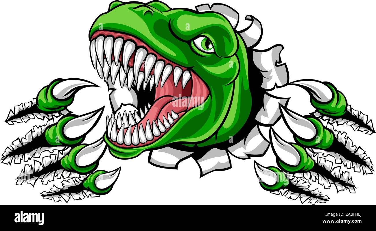 Dinosaur T Rex or Raptor Cartoon Mascot Stock Vector